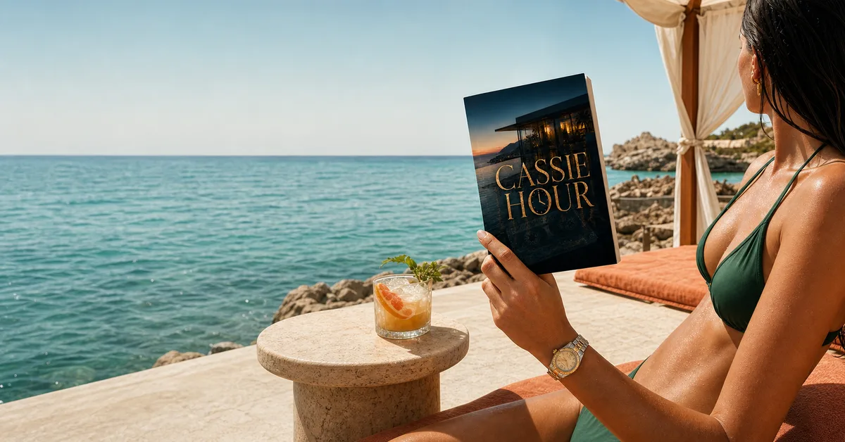 Cassie Hour held beside the sea with a watch in view