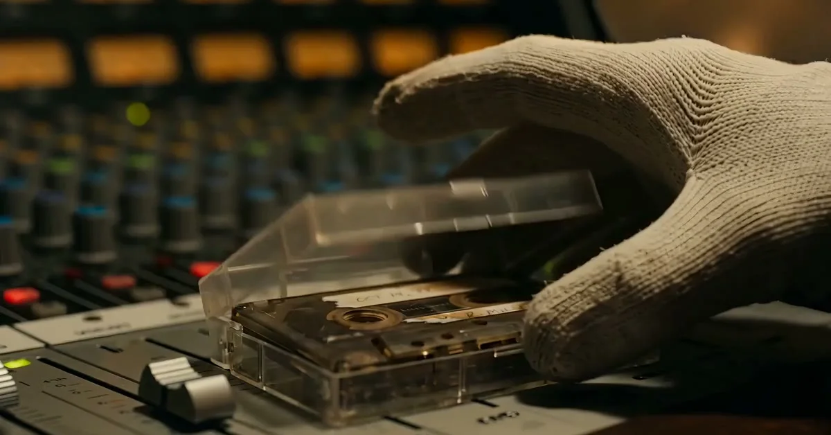 An analog cassette on a sound console in Cassie Hour