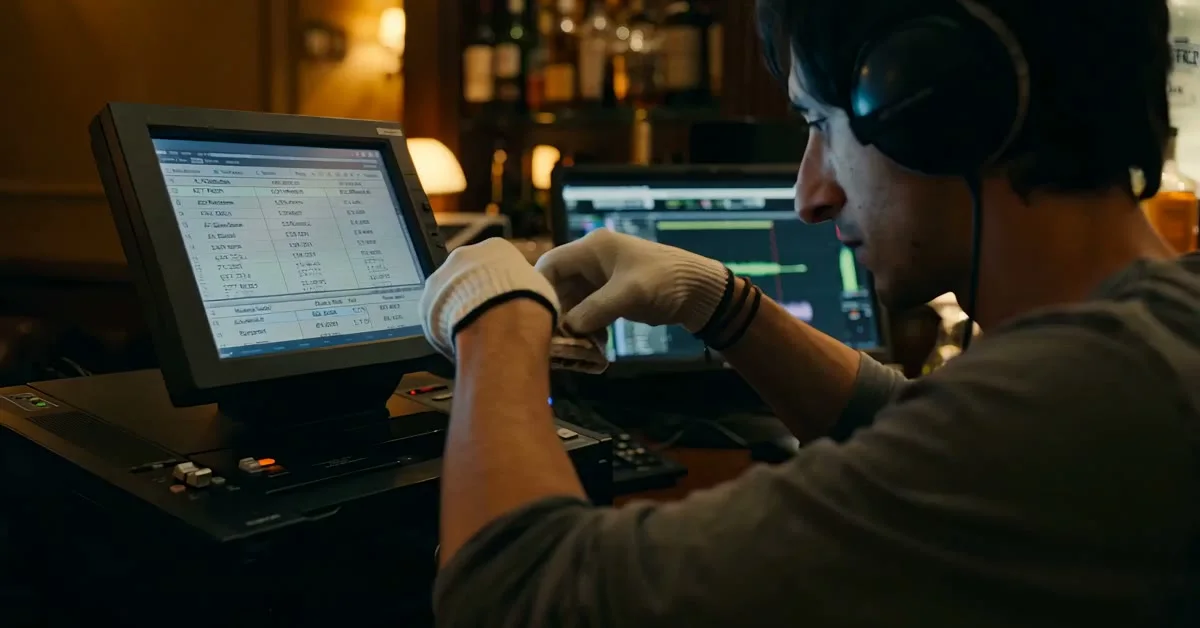 A sound editor examining the Cassie Hour recording