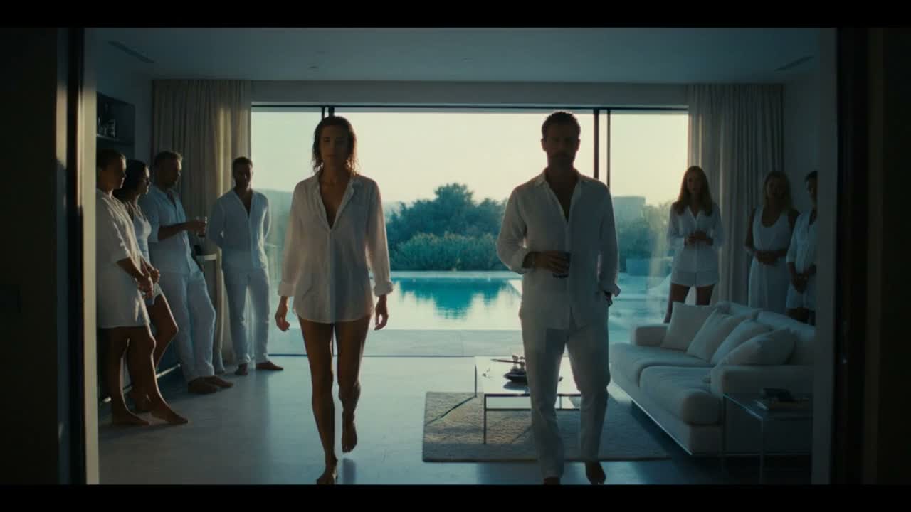 White villa interior in liminal afternoon light